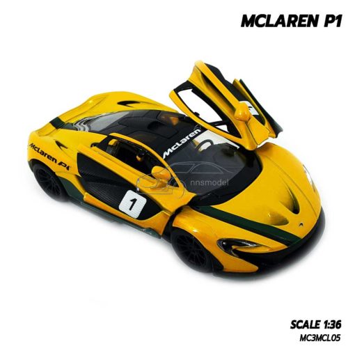 โมเดลรถสปอร์ต MCLAREN P1 สีเหลือง (Scale 1:36) รถของเล่นมีลานวิ่งได้