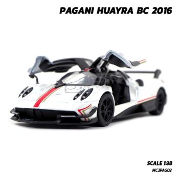 โมเดลรถสปอร์ต PAGANI HUAYRA BC 2016 คาดลาย สีขาว (Scale 1:38) โมเดลรถเหล็ก เปิดประตูปีกนกได้