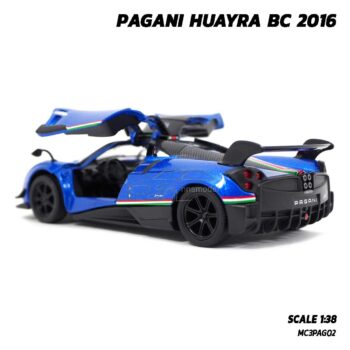 โมเดลรถสปอร์ต PAGANI HUAYRA BC 2016 คาดลาย สีน้ำเงิน (Scale 1:38) รถเหล็กจำลอง เปิดประตูปีกนกซ้ายขวาได้