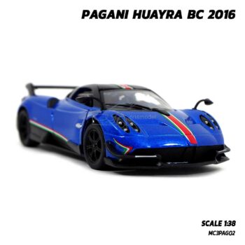 โมเดลรถสปอร์ต PAGANI HUAYRA BC 2016 คาดลาย สีน้ำเงิน (Scale 1:38) รถเหล็กจำลอง พร้อมตั้งโชว์
