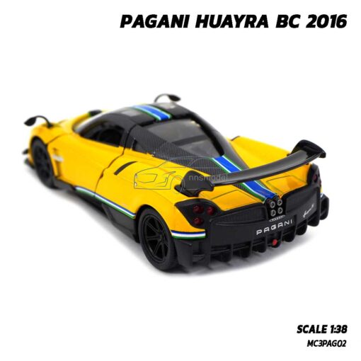 โมเดลรถสปอร์ต PAGANI HUAYRA BC 2016 คาดลาย สีเหลือง (Scale 1:38) รถเหล็กจำลอง รุ่นขายดี