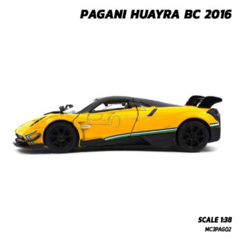 โมเดลรถสปอร์ต PAGANI HUAYRA BC 2016 คาดลาย สีเหลือง (Scale 1:38) โมเดลรถเหล็ก พร้อมตั้งโชว์