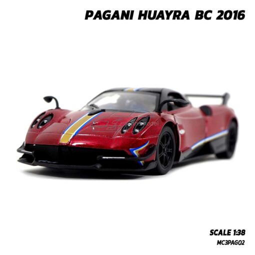 โมเดลรถสปอร์ต PAGANI HUAYRA BC 2016 คาดลาย สีแดง (Scale 1:38) Model รถของเล่น