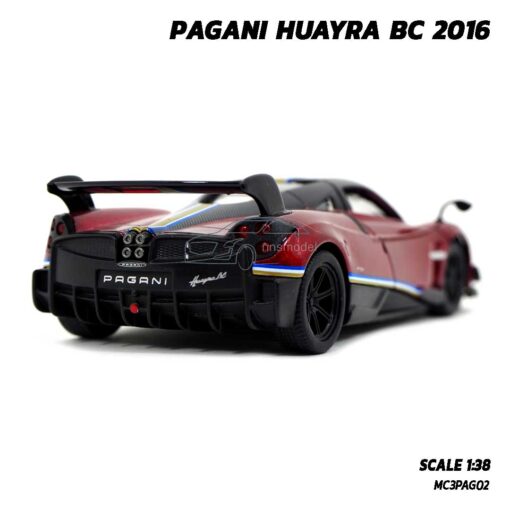 โมเดลรถสปอร์ต PAGANI HUAYRA BC 2016 คาดลาย สีแดง (Scale 1:38) Model รถของเล่น มีลานวิ่งได้