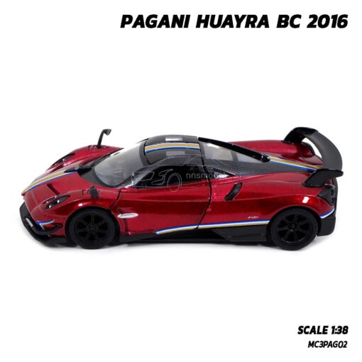 โมเดลรถสปอร์ต PAGANI HUAYRA BC 2016 คาดลาย สีแดง (Scale 1:38) Model รถ รุ่นขายดี