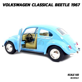 โมเดลรถเต่า Volkswagen Beetle 1967 สีฟ้า (Scale 1:32) โมเดลคลาสสิค ภายในรถจำลองสมจริง