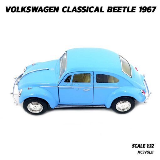 โมเดลรถเต่า Volkswagen Beetle 1967 สีฟ้า (Scale 1:32) โมเดลคลาสสิค เปิดประตูรถซ้ายขวาได้ พร้อมตั้งโชว์