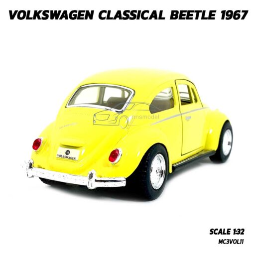 โมเดลรถเต่า Volkswagen Beetle 1967 สีเหลือง (Scale 1:32) โมเดลคลาสสิค มีลานวิ่งได้