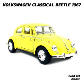 โมเดลรถเต่า Volkswagen Beetle 1967 สีเหลือง (Scale 1:32) โมเดลคลาสสิค มีลานวิ่งได้ พร้อมตั้งโชว์