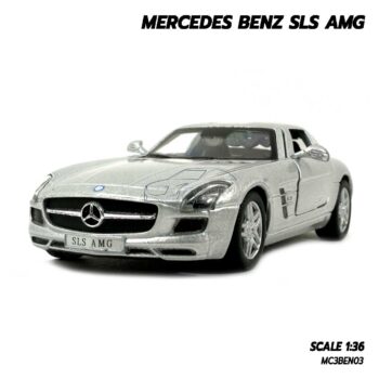 โมเดลรถเบนซ์ Mercedes Benz SLS AMG สีบรอนด์เงิน (Scale 1:36) โมเดลรถ มีลานวิ่งได้ พร้อมตั้งโชว์
