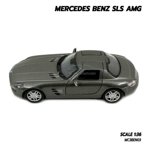 โมเดลรถเบนซ์ Mercedes Benz SLS AMG สีเทา (Scale 1:36) โมเดลรถ มีลานวิ่งได้