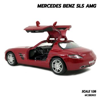 โมเดลรถเบนซ์ Mercedes Benz SLS AMG สีแดง (Scale 1:36) โมเดลรถเหล็ก ภายในรถจำลองสมจริง