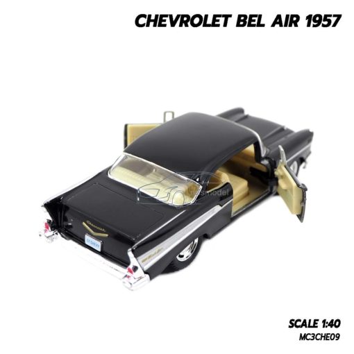 โมเดลรถเหล็ก CHEVROLET BEL AIR 1957 สีดำ โมเดลคลาสสิค มีลานดึงปล่อยรถวิ่งได้