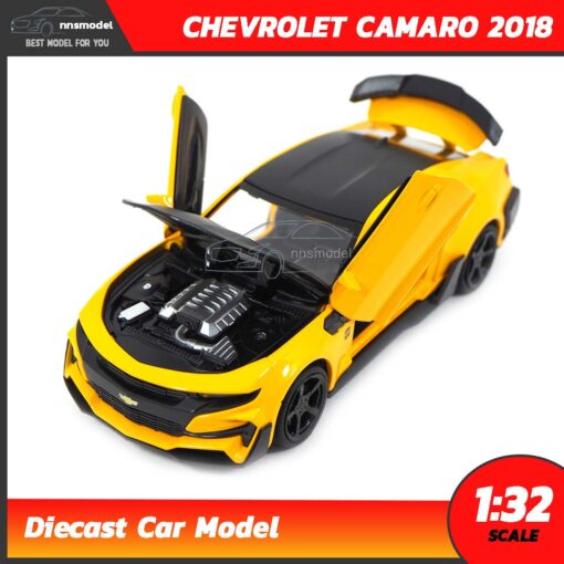 โมเดลรถเหล็ก CHEVROLET CAMARO 2018 สีเหลือง (Scale 1:32) รถของเล่น เปิดได้ครบ