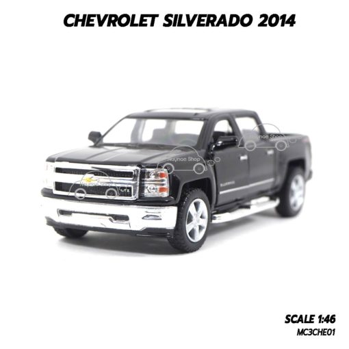 โมเดลรถกระบะ CHEVROLET SILVERADO 2014 สีดำ (1:46) โมเดลรถสมจริง