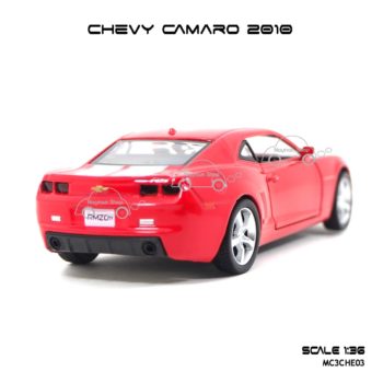 โมเดลรถ CHEVY CAMARO 2010 สีแดง (1:36) ไฟท้ายรถ เหมือนจริง