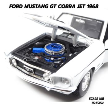 โมเดลรถ FORD MUSTANG GT COBRA JET 1968 สีขาว (1:18) เครื่องยนต์เหมือนจริง