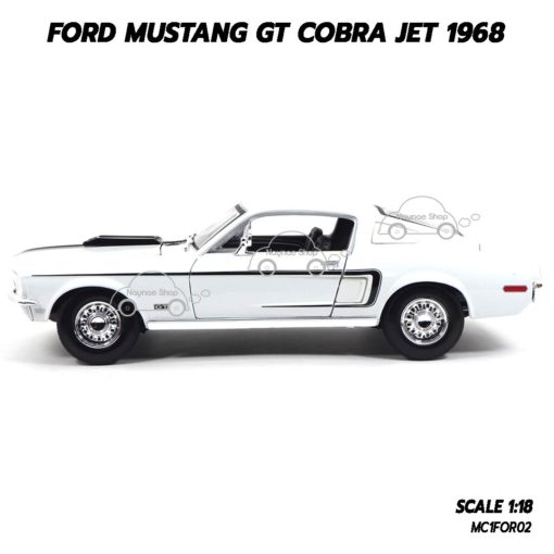 โมเดลรถ FORD MUSTANG GT COBRA JET 1968 สีขาว (1:18) โมเดลประกอบสำเร็จพร้อมตั้งโชว์
