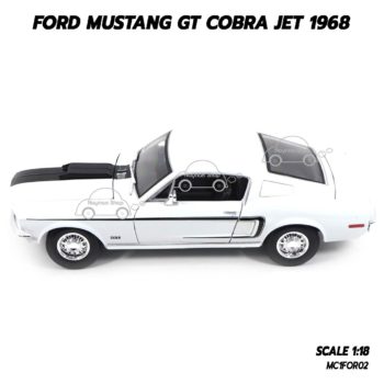 โมเดลรถ FORD MUSTANG GT COBRA JET 1968 สีขาว (1:18) โมเดลรถเหล็กรุ่นขายดี