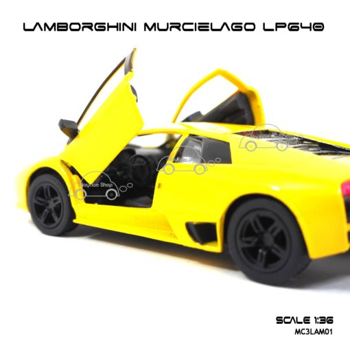 โมเดลรถ LAMBORGHINI MURCIELAGO LP640 สีเหลือง (1:36) ภายในรถเหมือนจริง
