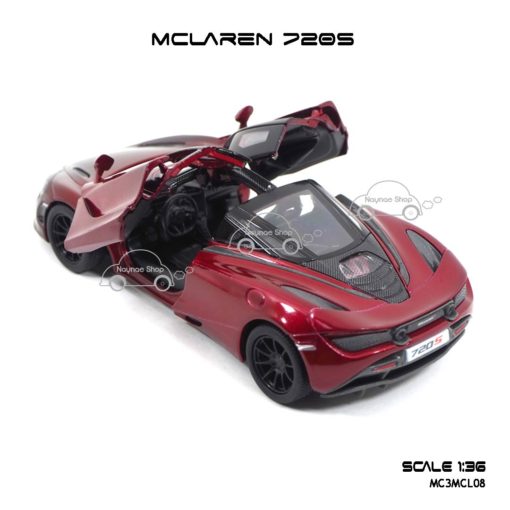 โมเดลรถเหล็ก MCLAREN 720S สีแดงทูโทน (1:36) ภายในรถเหมือนจริง
