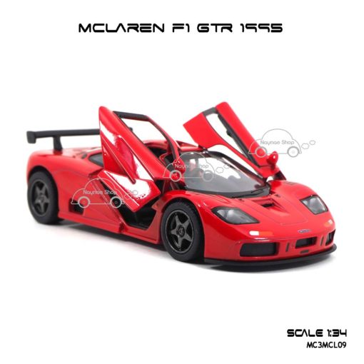 โมเดลรถเหล็ก MCLAREN F1 GTR 1995 สีแดง (1:34) รถจำลองเหมือนจริง