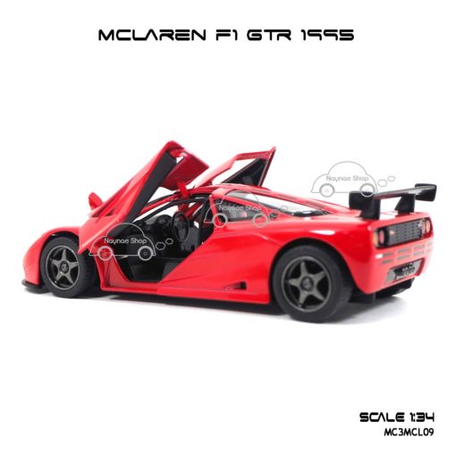 โมเดลรถเหล็ก MCLAREN F1 GTR 1995 สีแดง (1:34) รถเหล็กเหมือนจริง
