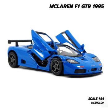 โมเดลรถ MCLAREN F1 GTR 1995 สีน้ำเงิน (1:34) โมเดลรถเหล็ก เปิดประตูปีกนกได้