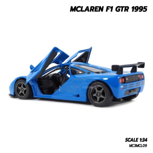 โมเดลรถ MCLAREN F1 GTR 1995 สีน้ำเงิน (1:34) โมเดลรถเหล็ก ภายในรถเหมือนจริง