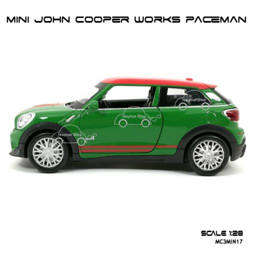โมเดลรถ MINI JOHN COOPER WORKS PACEMAN สีเขียว (1:28) โมเดลประกอบสำเร็จ มีเสียงมีไฟ