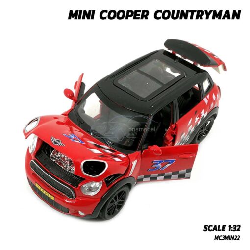 โมเดลรถ มินิคูเปอร์ MINI COOPER COUNTRYMAN สีแดง (Scale 1:32) เปิดประตูได้ครบ