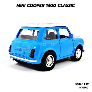 โมเดลรถคลาสสิค MINI COOPER 1300 CLASSIC สีฟ้า (1:38) รุ่นมีเสียงมีไฟ
