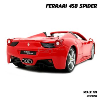 รถโมเดล เฟอร์รารี่ FERRARI 458 SPIDER (Scale 1:24) โมเดลรถ รุ่นน่าสะสม พร้อมตั้งโชว์