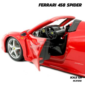 รถโมเดล เฟอร์รารี่ FERRARI 458 SPIDER (Scale 1:24) โมเดลซุปเปอร์คาร์ ภายในรถเหมือนจริง