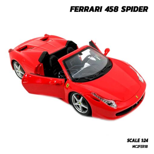 รถโมเดล เฟอร์รารี่ FERRARI 458 SPIDER (Scale 1:24) โมเดลเฟอร์รารี่ เปิดประตูรถซ้ายขวาได้