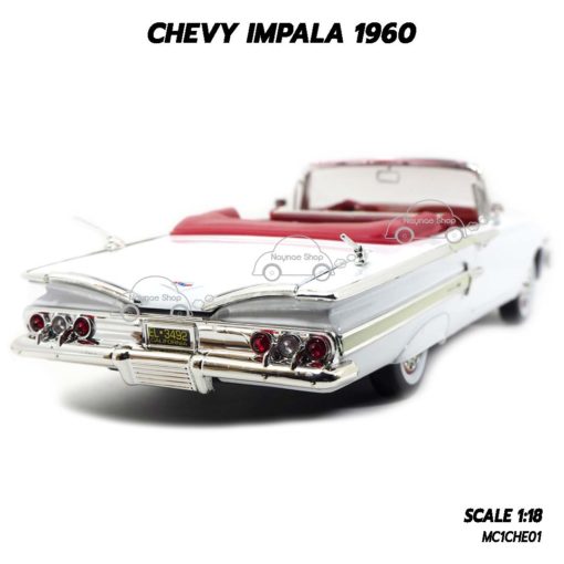 โมเดล รถคลาสสิค CHEVY IMPALA 1960 สีขาว (1:18) รถจำลองเหมือนจริง