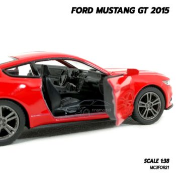 โมเดลฟอร์ด มัสแตง Ford Mustang GT 2015 สีแดง (Scale 1:38) มีลานดึงปล่อยรถวิ่งได้