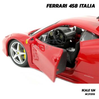 โมเดลรถ FERRARI 458 ITALIA สีแดง (Scale 1:24) ภายในรถโมเดลจำลองสวยสมจริง