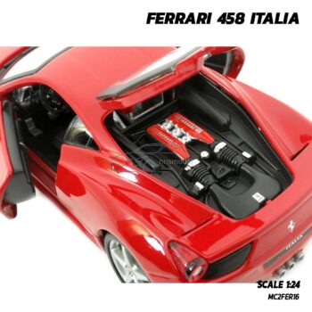 โมเดลรถ FERRARI 458 ITALIA สีแดง (Scale 1:24) เครื่องยนต์จำลองสมจริง