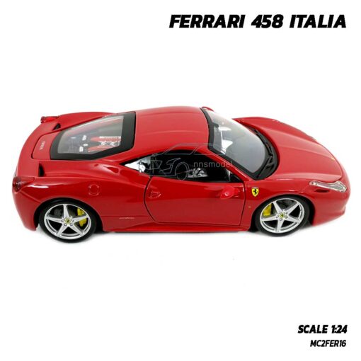 โมเดลรถ FERRARI 458 ITALIA สีแดง (Scale 1:24) โมเดลเฟอร์รารี่ พร้อมตั้งโชว์ ผลิตโดยแบรนด์ Bburago