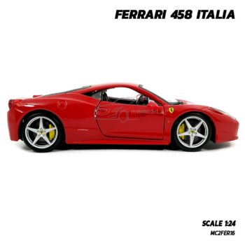 โมเดลรถ FERRARI 458 ITALIA สีแดง (Scale 1:24) โมเดลเฟอร์รารี่ พร้อมฐานตั้งโชว์และกล่องแพคเกจ