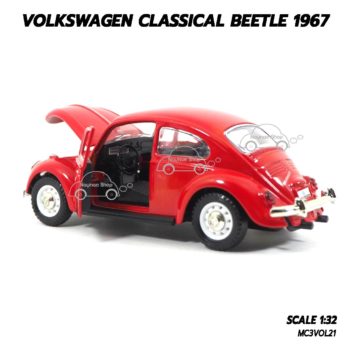 โมเดลรถเต่า Volkswagen Classic Beetle 1967 สีแดง (1:32) ภายในรถเหมือนจริง