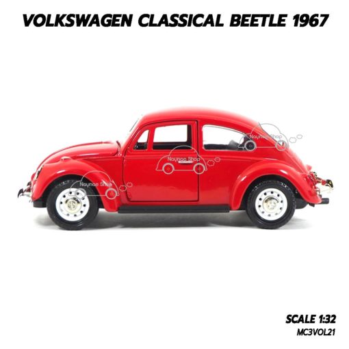 โมเดลรถเต่า Volkswagen Classic Beetle 1967 สีแดง (1:32) โมเดลรถประกอบสำเร็จ
