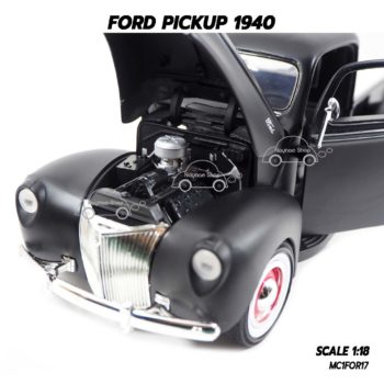 โมเดลรถกระบะ FORD PICKUP 1940 สีดำด้าน (1:18) เครื่องยนต์เหมือนจริง