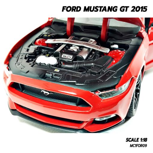 โมเดลมัสแตง FORD MUSTANG GT 2015 สีแดง (Scale 1:18) เครื่องยนต์จำลองเหมือนจริง