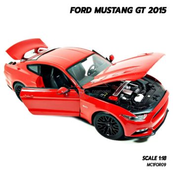 โมเดลมัสแตง FORD MUSTANG GT 2015 สีแดง (Scale 1:18) โมเดลรถประกอบสำเร็จ พร้อมตั้งโชว์