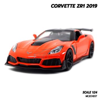 โมเดลรถ CORVETTE ZR1 2019 สีส้ม (Scale 1:24) model รถเหล็ก พร้อมตั้งโชว์