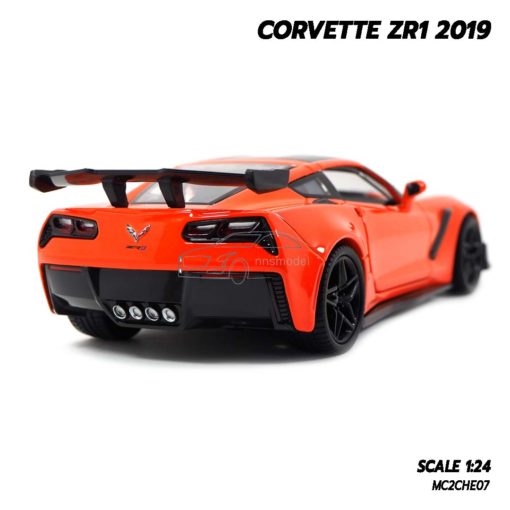 โมเดลรถ CORVETTE ZR1 2019 สีส้ม (Scale 1:24) model รถเหล็ก ของสะสม