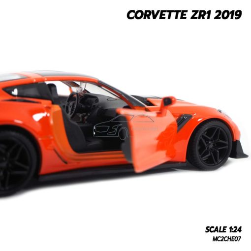 โมเดลรถ CORVETTE ZR1 2019 สีส้ม (Scale 1:24) model รถเหล็ก พร้อมตั้งโชว์