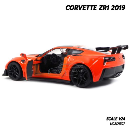 โมเดลรถ CORVETTE ZR1 2019 สีส้ม (Scale 1:24) model รถเหล็ก โมเดลรถสะสม Motormax